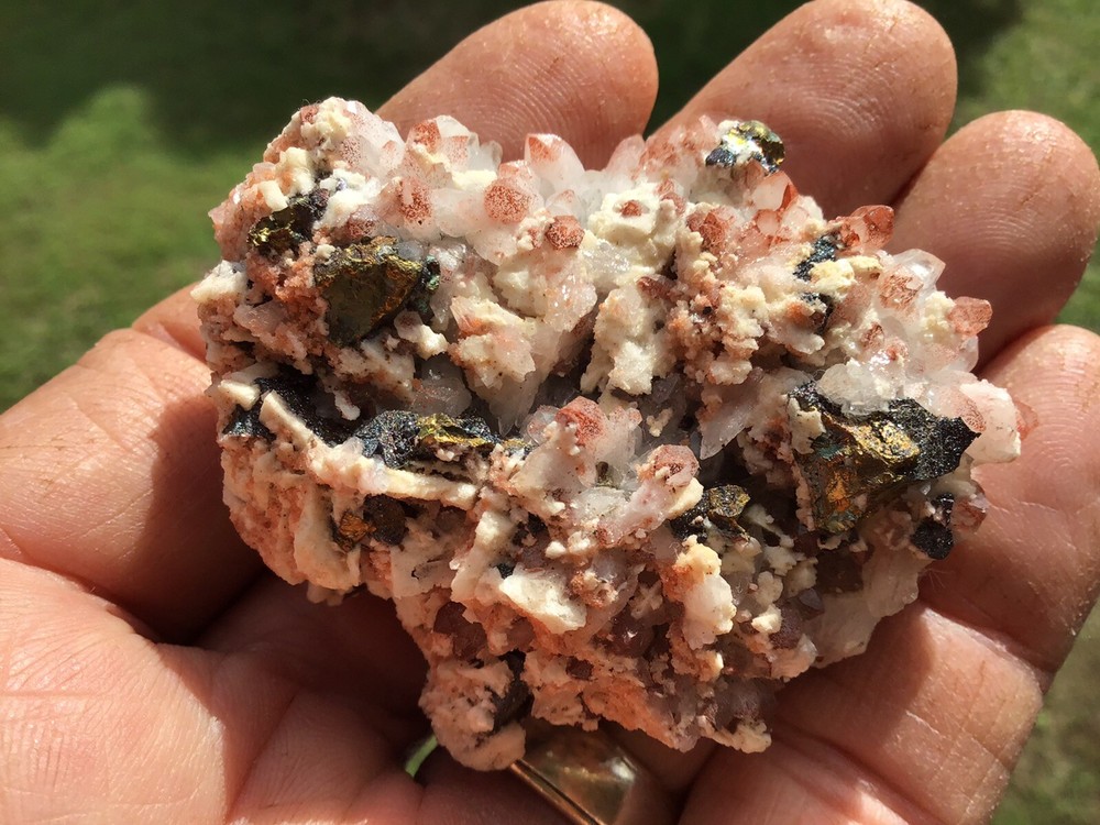 Stunning Chalcopyrite, Dolomite & Pink Quartz