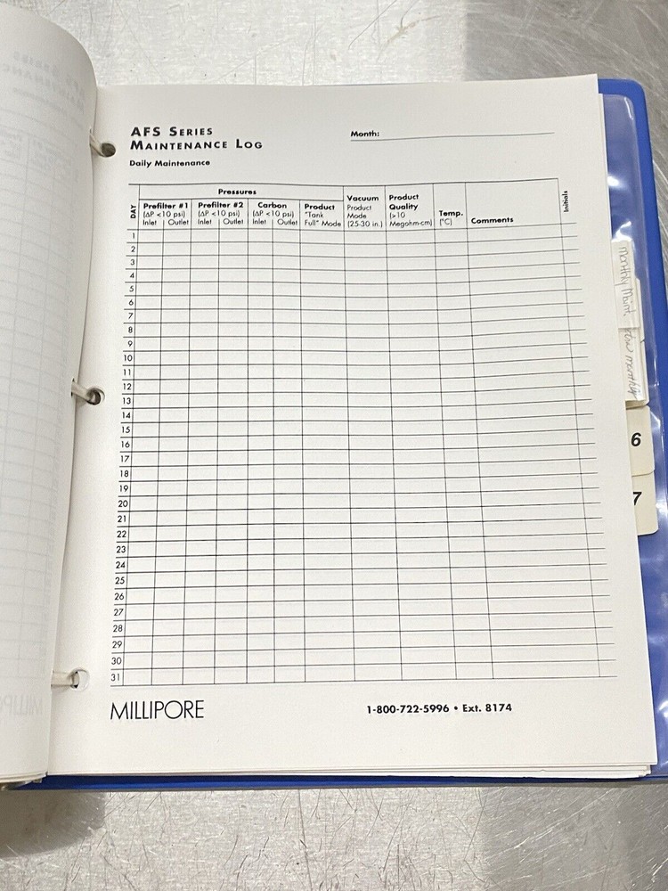 Millipore AFS 300 Water Purification System With VHS - Users Guide / Manual
