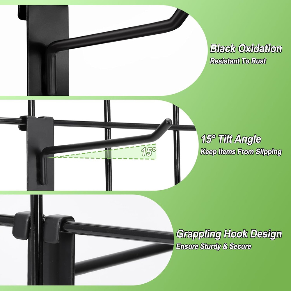 60 Pcs Gridwall Hooks, 4/6/8 Inch Grid Wall Hook Display for Gridwall Panel, 20