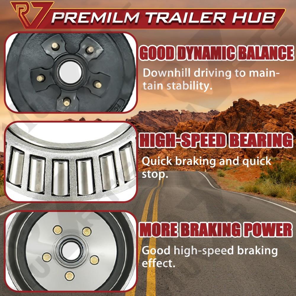 10" x 2.25" Trailer Hub Drum Kit 5 x 4.5" Bolt Pattern for 3500 lbs Axle 4 Sets