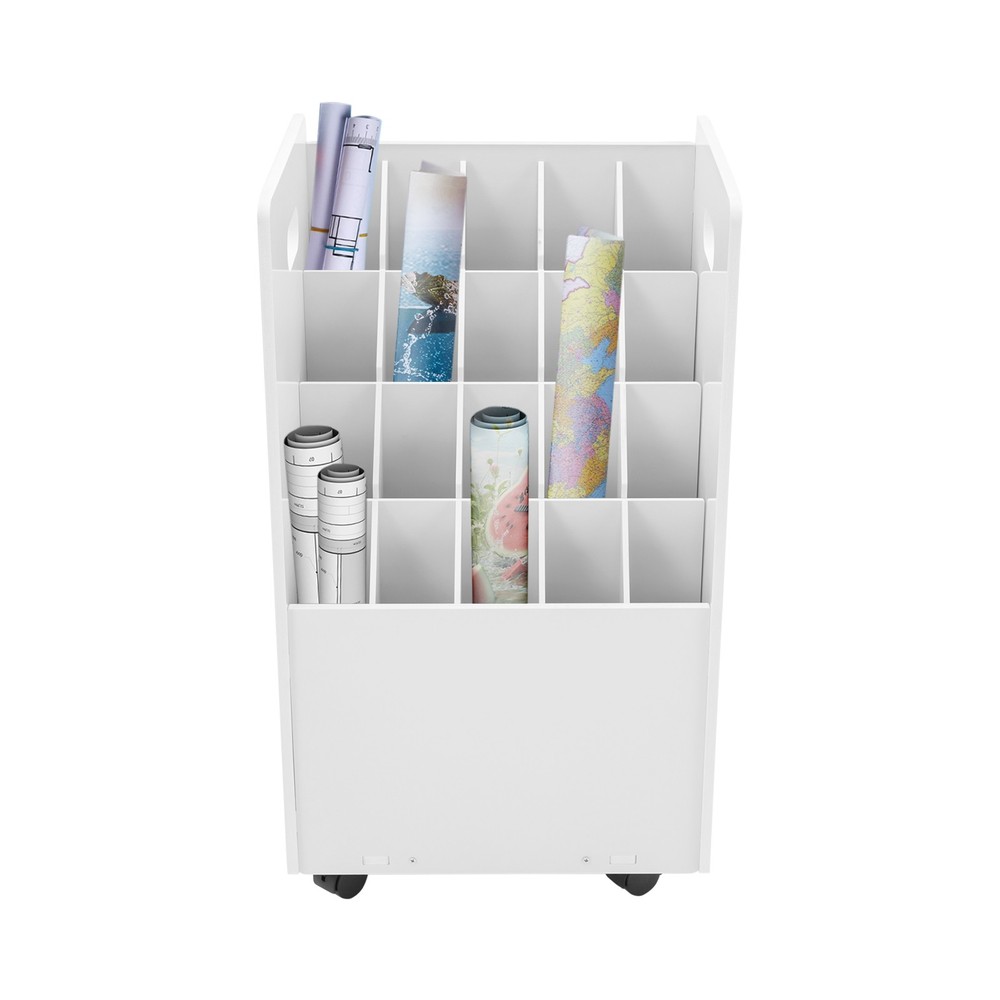 20-slot Roll File Organizer, Movable File Storage Cart, Roll Document Holder