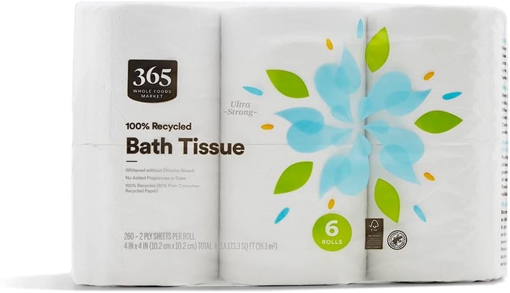 100% Recycled Bath Tissue Ultra-Strong 260 Sheets per Roll 6 Count