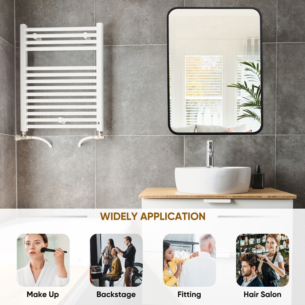 22" x 30" Wall Mirror Metal Black Frame Bathroom Bedroom Decorative Rectangular