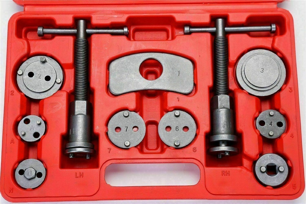 22PC Pro Disc Brake Caliper Compressor Rewind Wind Back Tool Set Piston Pad Kit