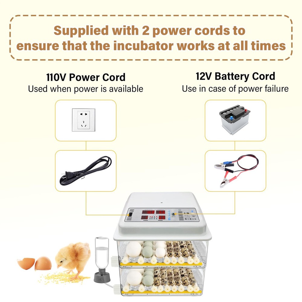 Automatic 120 Eggs Incubator Temperature Control Digital Chicken Egg Hatcher