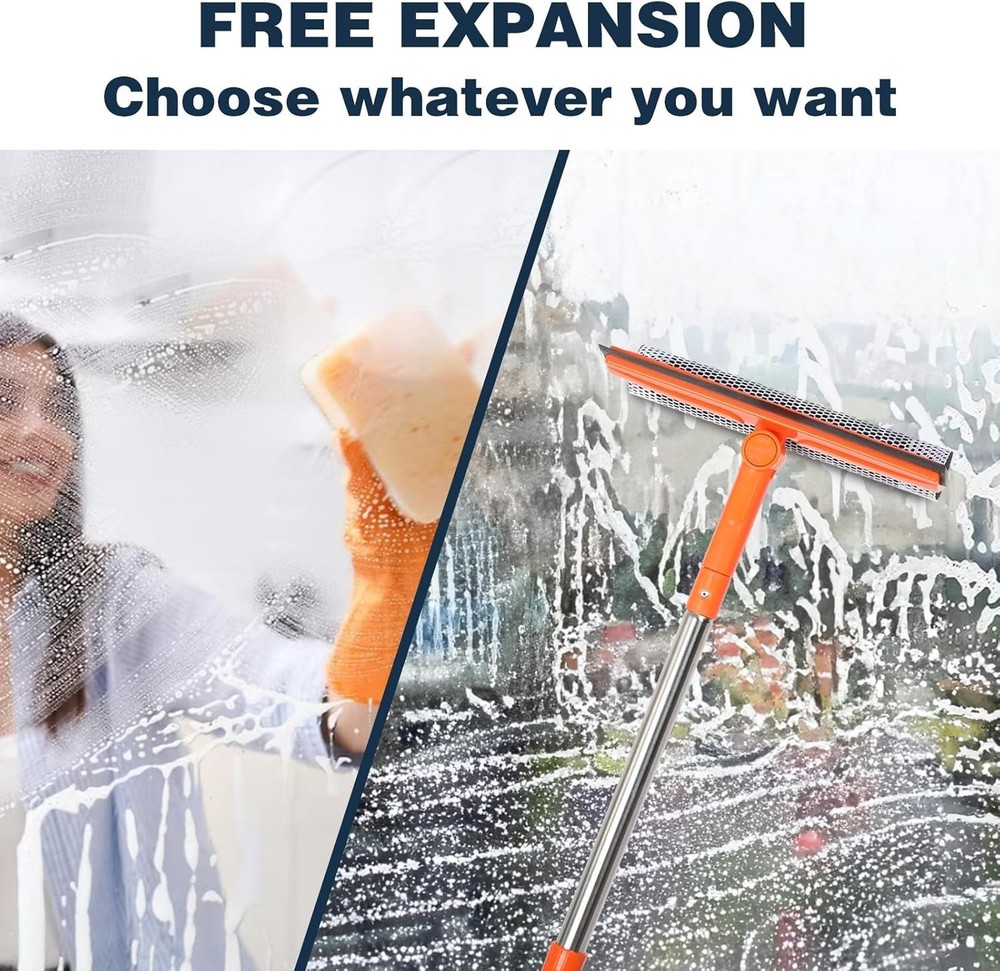 Professional Window Squeegee,2 in 1 Squeegee Window Cleaner with Long Stainle...