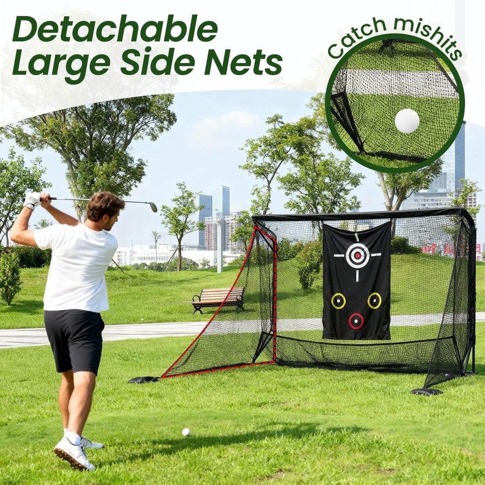 10x6.7 ft Golf Practice Hitting Net with Frame, Netting, Target and Accessories