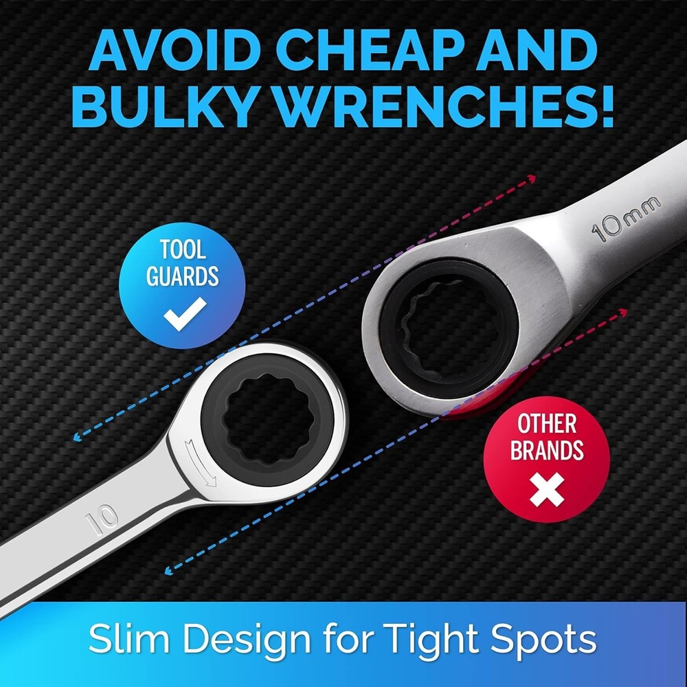 Versatile 10mm Ratchet Wrench - Slim Design for Any Toolkit -