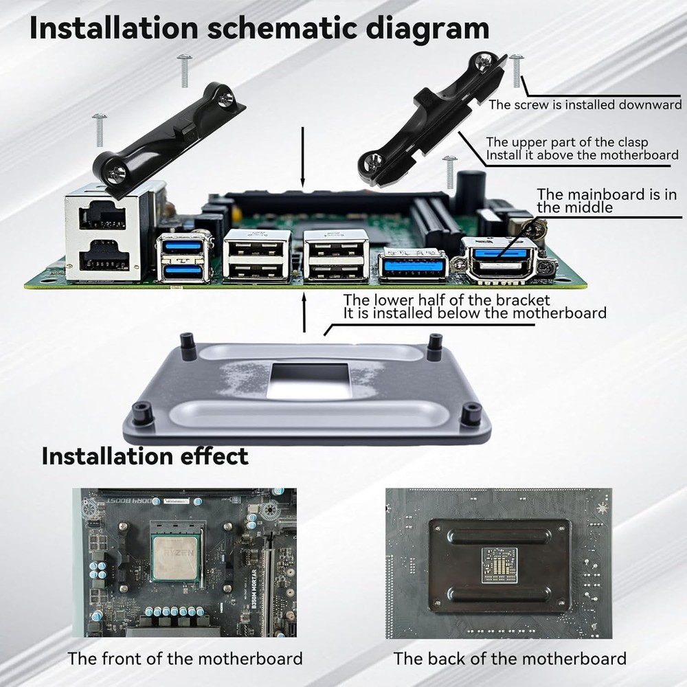 AM4 Backplate & Bracket, Heavy-Duty Durable CPU Heatsink Mounting Solution for A