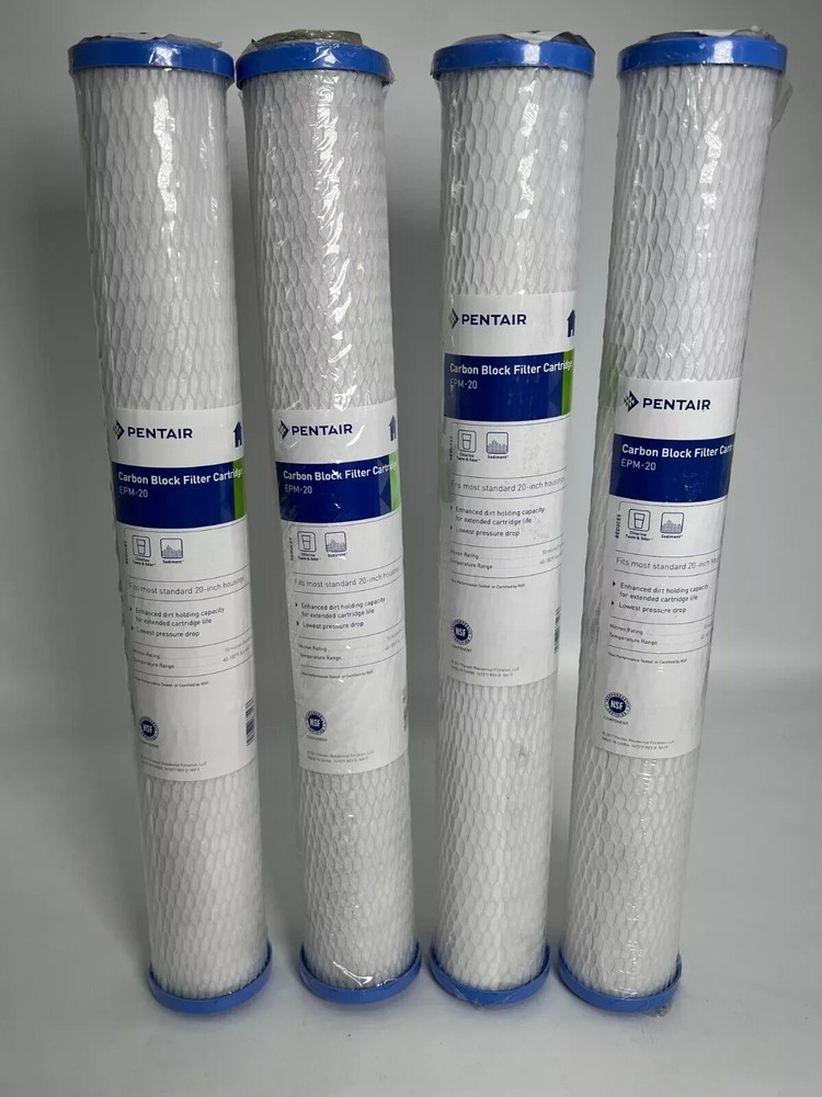 (LOT OF 4) Pentair EPM-20 Carbon Block Water Filter Cartridge