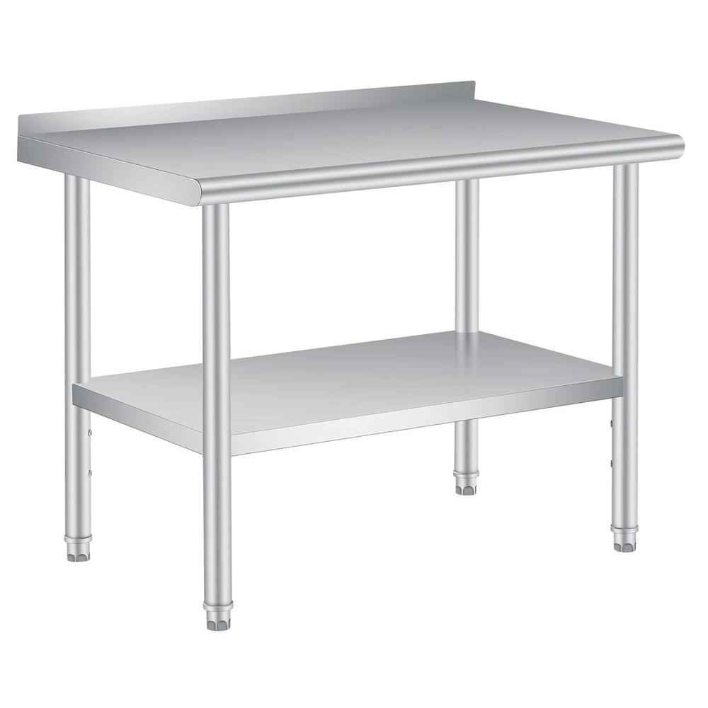 Folding Stainless Steel Prep Table 48x24in Metal Table w/ Adjustable Undershelf