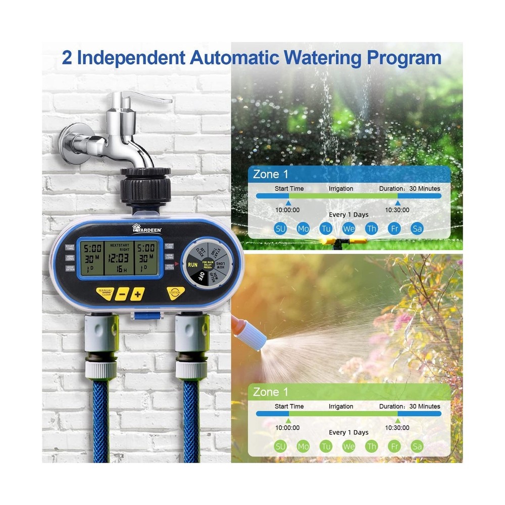 Sprinkler Timer for Garden Hose, Programmable Hose Timer with Rain ... Fast Ship