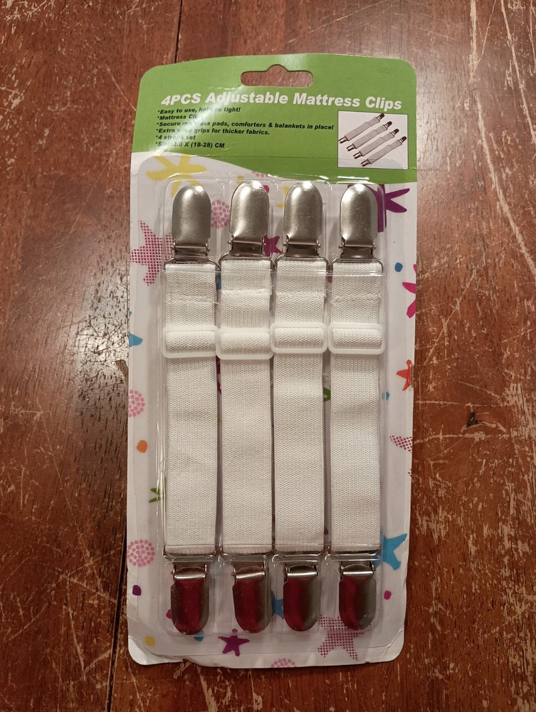 4pcs Adjustable Mattress Clips Grippers 4 Straps White