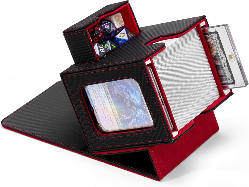 MTG Commander Deck Box with Dual Commander Display, Patented Card Deck Box Fits