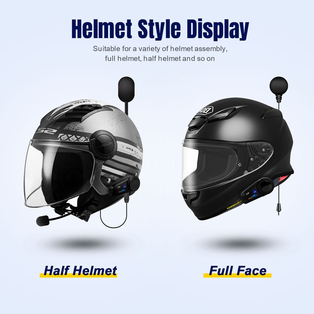 4x FX6 Motorcycle Bluetooth Headset Helmet Intercom 6 Riders Group Communication