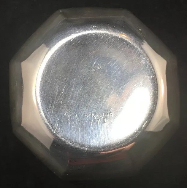Sterling Silver Tea Caddy Modern Octagonal Form American