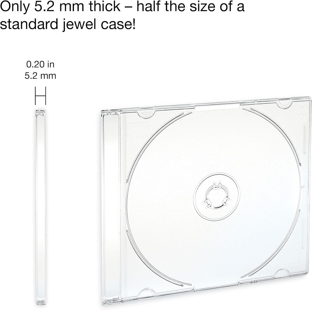 CD DVD Blu-Ray Disc Slim Storage Disc Cases 0.2 Inches Assorted Colors 50 Pack (