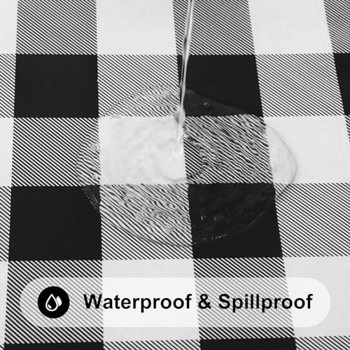 Square Picnic Table Cloth, Elastic 34" x 34" (Square) Black and White
