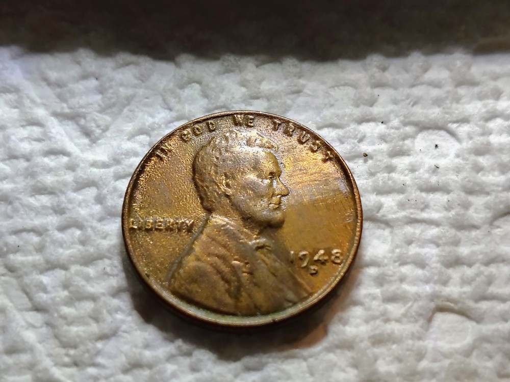 1948 D Wheat Sent Obverse And Reverse Debris Strike Error