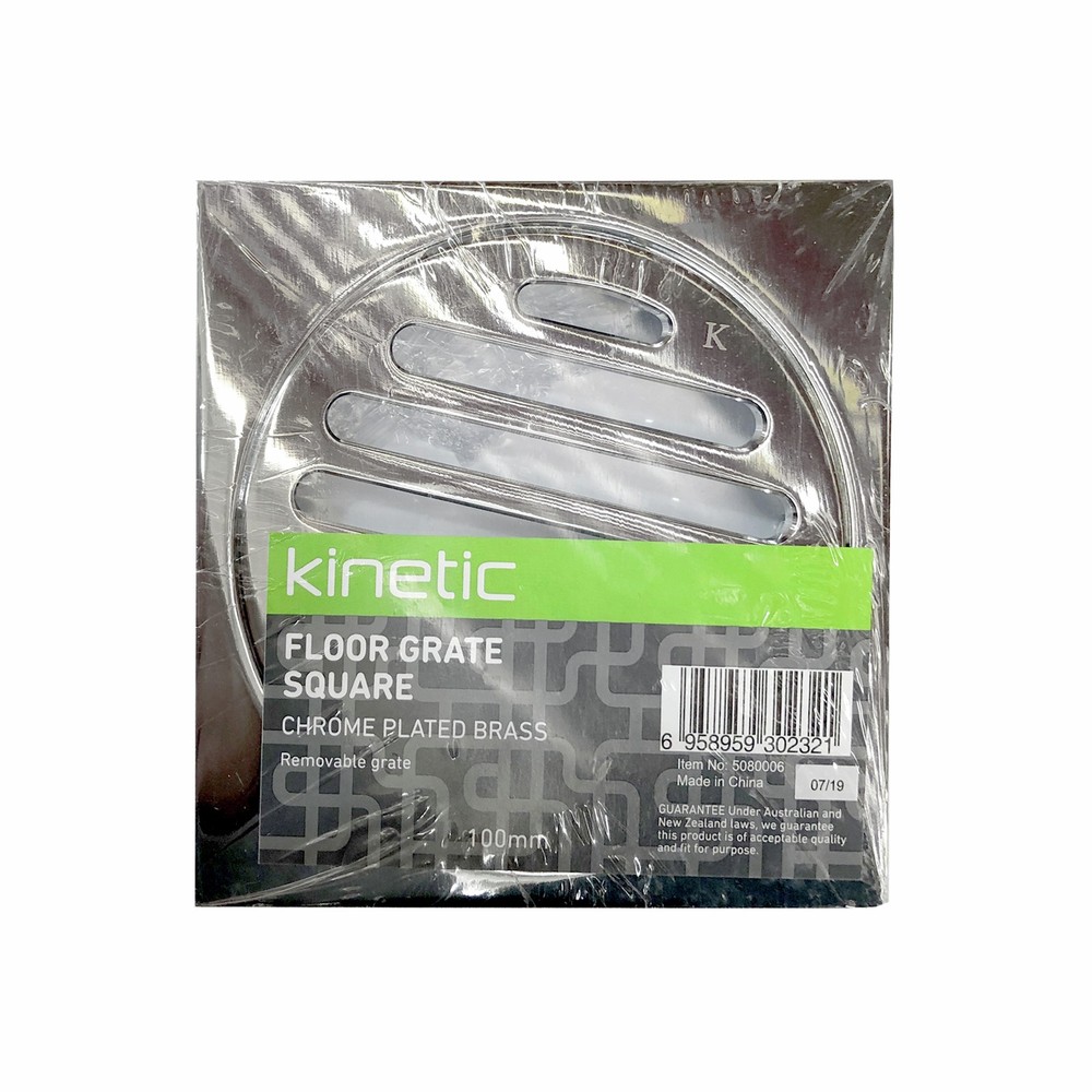 Kinetic 100mm Chrome Brass Square Floor Grate