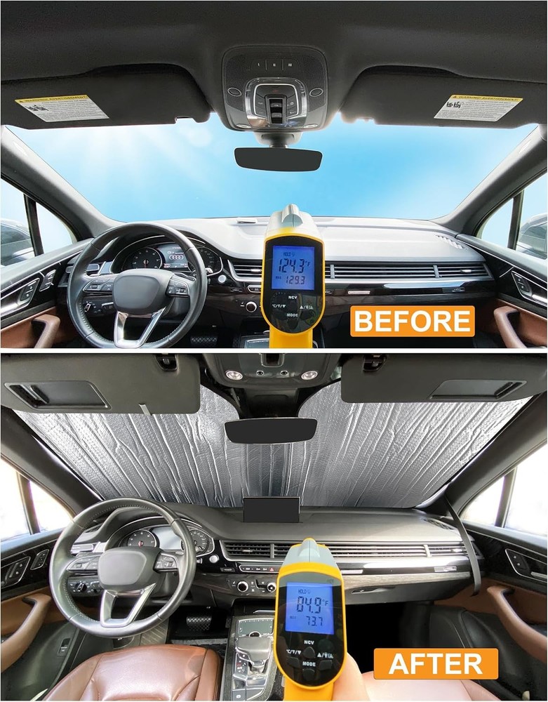 Side Window Front Seat Reflective Sunshade Custom Fit for Dodge Silver,Black