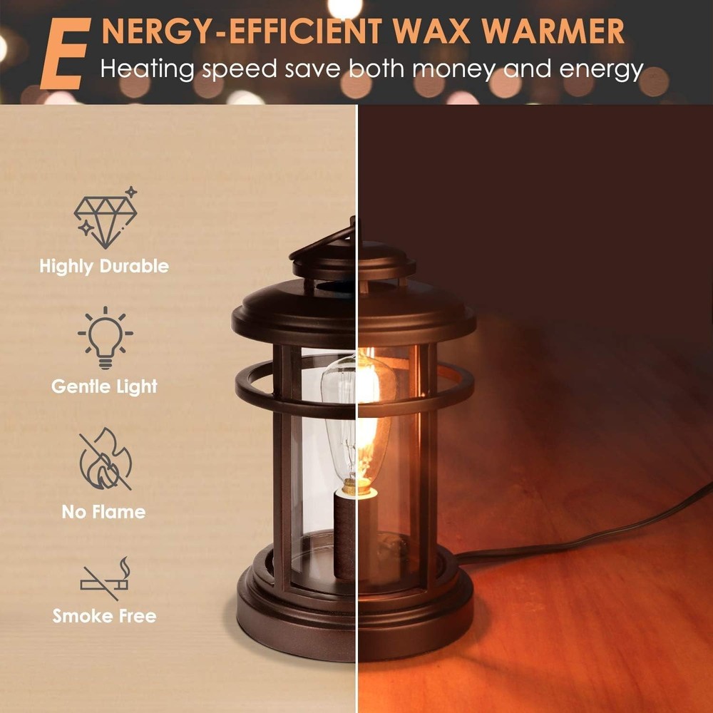 Metal Wax Warmer with 2 Edison Bulbs