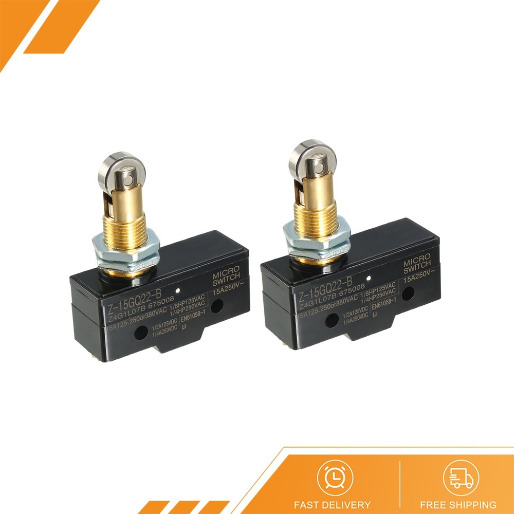 2 PCS Z-15GQ22-B 1NO + 1NC Panel Mount Roller Plunger Micro Action Switch