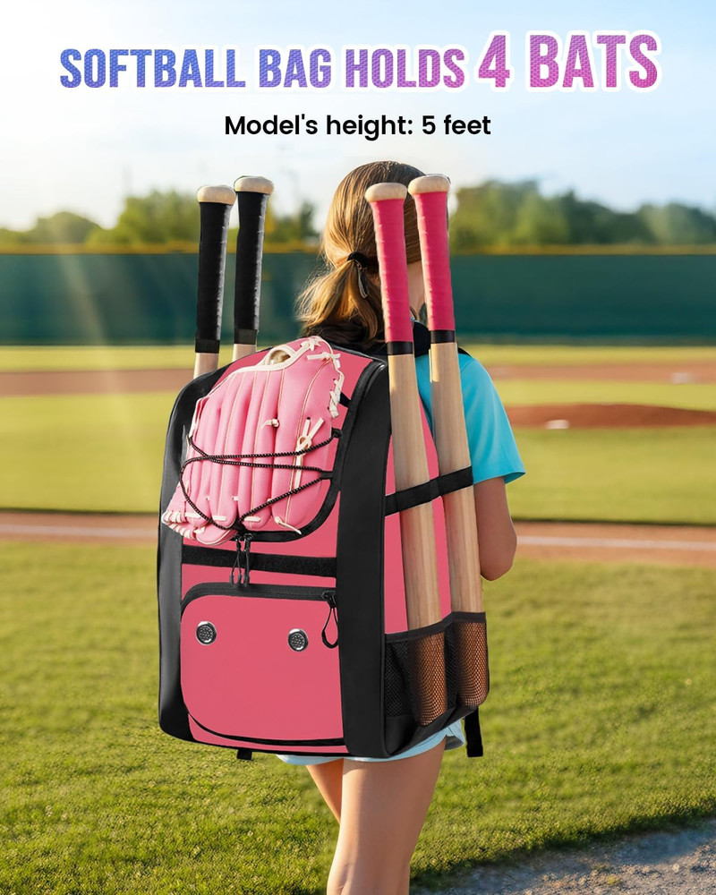 Softball Bag, Lightweight Baseball Backpack with Shoe Compartment, Baseball Bag