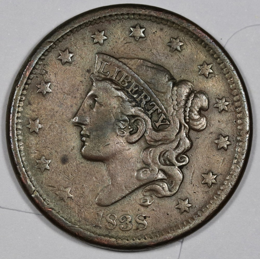 1838 Large Cent.  VF.  205700