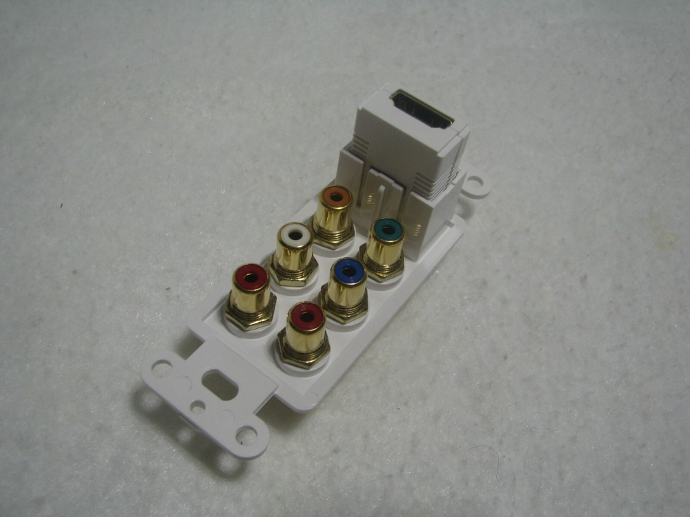 HDMI Component Video Stereo Audio Wall Plate Single Gang White