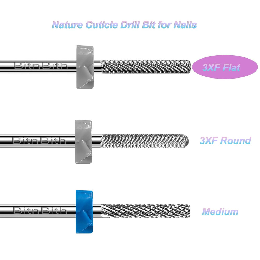 Nail Drill Bit Professional Safety Carbide Nature Nail Buffer Drill Bit 3/32”...