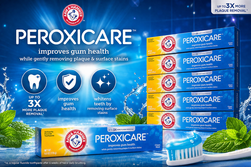 Arm & Hammer Advance White & Peroxicare Toothpaste, Clean Mint, 6 oz- 6 Pack