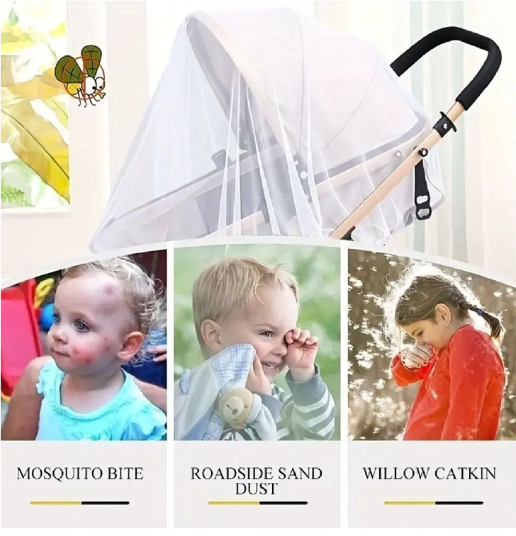 Universal Stroller Mosquito Net, Breathable Bug Protection for Babies, 150cm