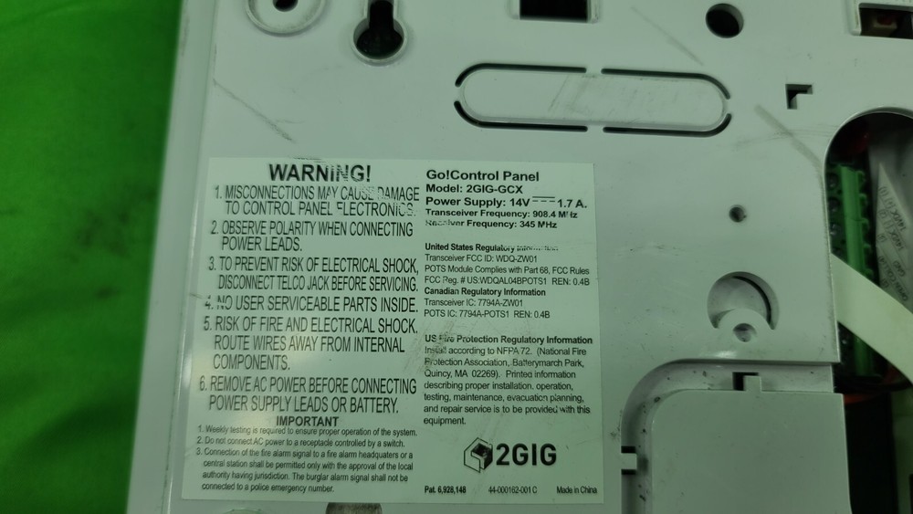 GO! CONTROL PANEL 2GIG-GCX LCD Display, Security System, No Power Supply