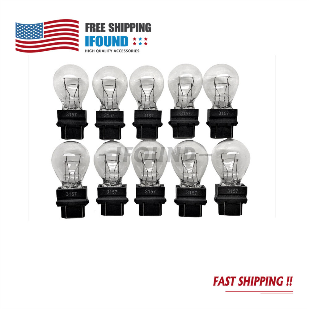 Clear Tail Signal Brake Light Bulb Lamp 3157 10 Pack