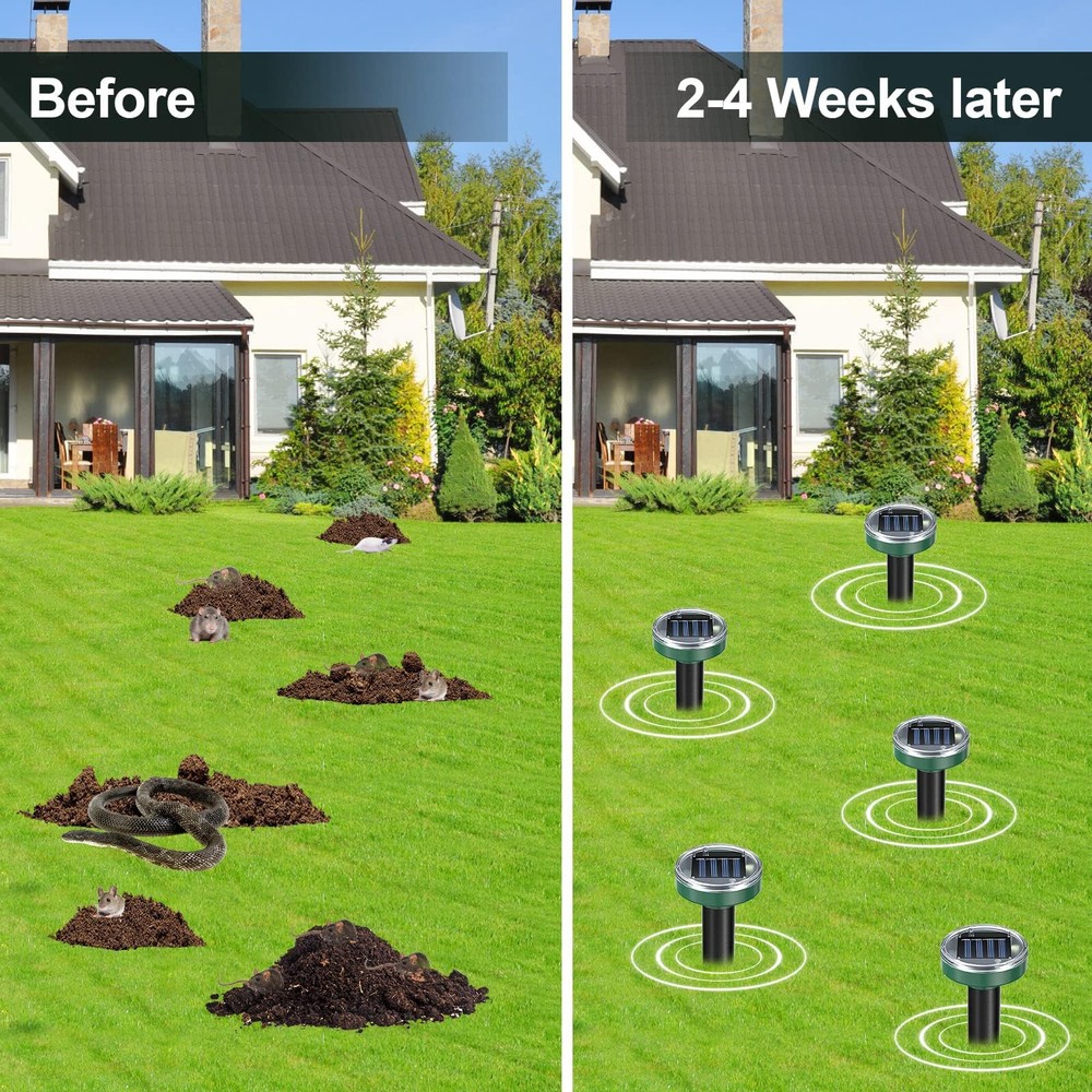 Mole Repellent Solar Powered 10 Pack Snake Ultrasonic, Green