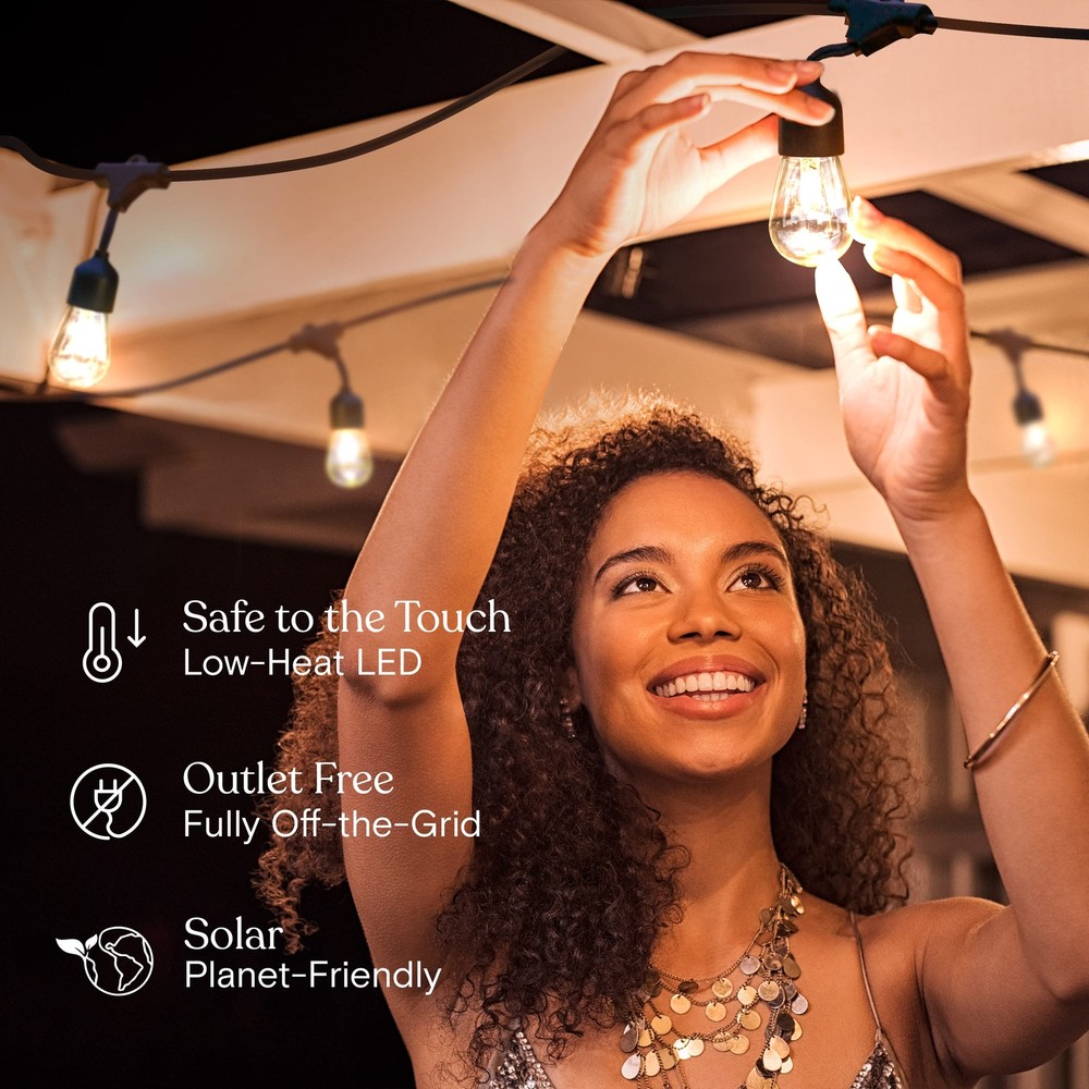 Brightech Ambience Pro Solar Powered Outdoor Patio String Lights - Commercial