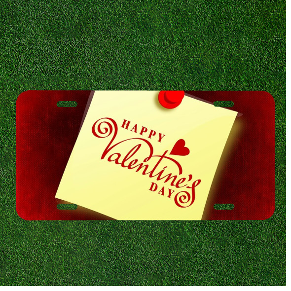 Custom Personalized License Plate Auto Tag With Happy Valentines Day Note