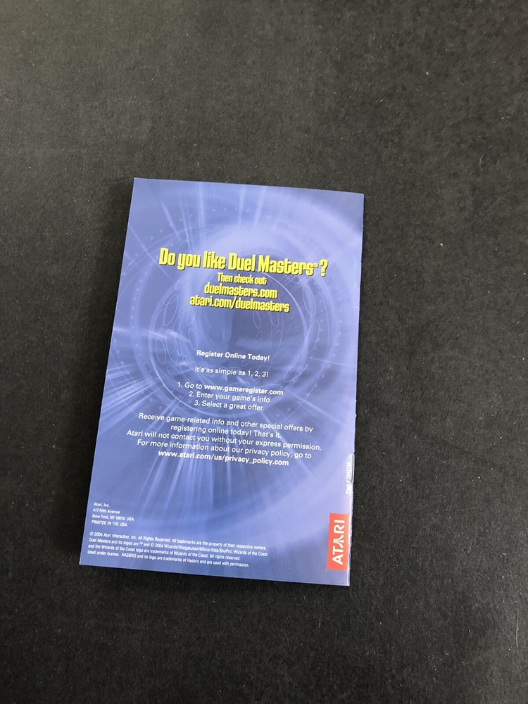 duel masters ps2 Manual Only