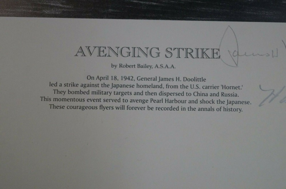 WW2 US USN Navy Avenging Strike Doolittle Raid Robert Bailey Signed Print