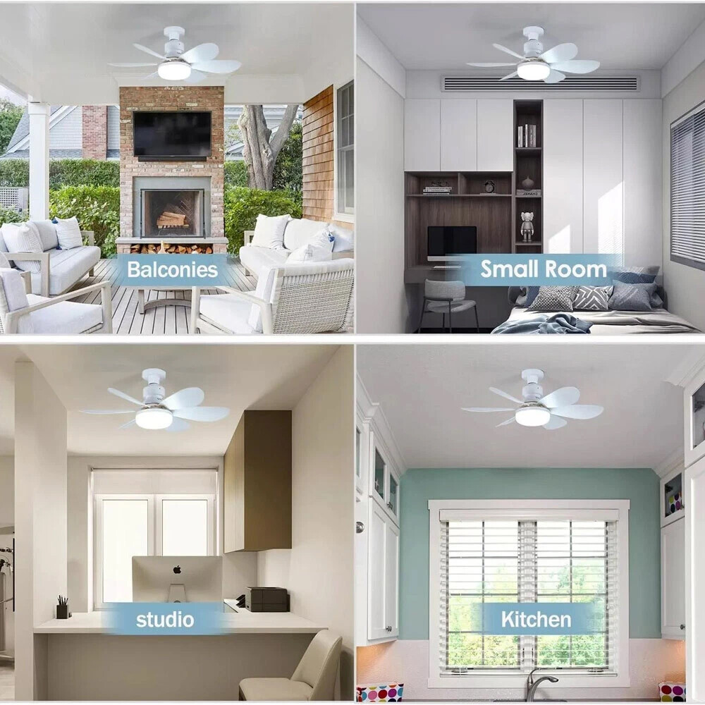 Socket Ceiling Fan with Light E27 Base Screw in Ceiling Fans Dimmable LED Light