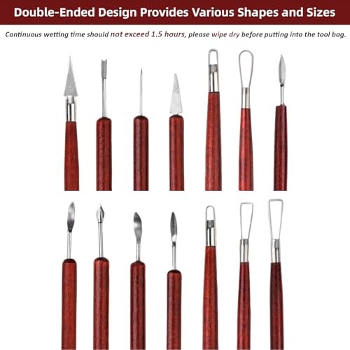 18PCS Clay Sculpting Tools, Basic Clay Pottery Carving Tool Kit with Red