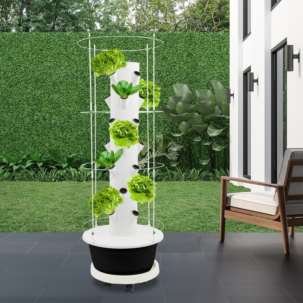 Vertical 28-Pots Hydroponics Tower Hydroponic Growing System w/ Climbing Trellis
