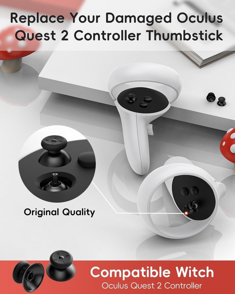 Complete 2-Pack Thumbstick Replacement Set for Oculus Quest 2 and 3 Controllers