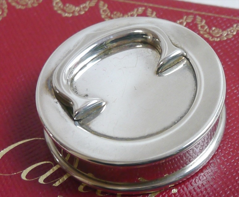 Authentic Cartier Vintage pill case accessory case Sterling Silver #8335