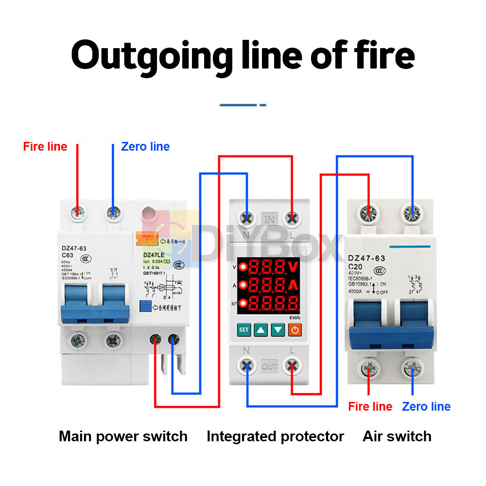 63A Digital Display Adjustable Over Under Current Voltage Protector Relay Meter