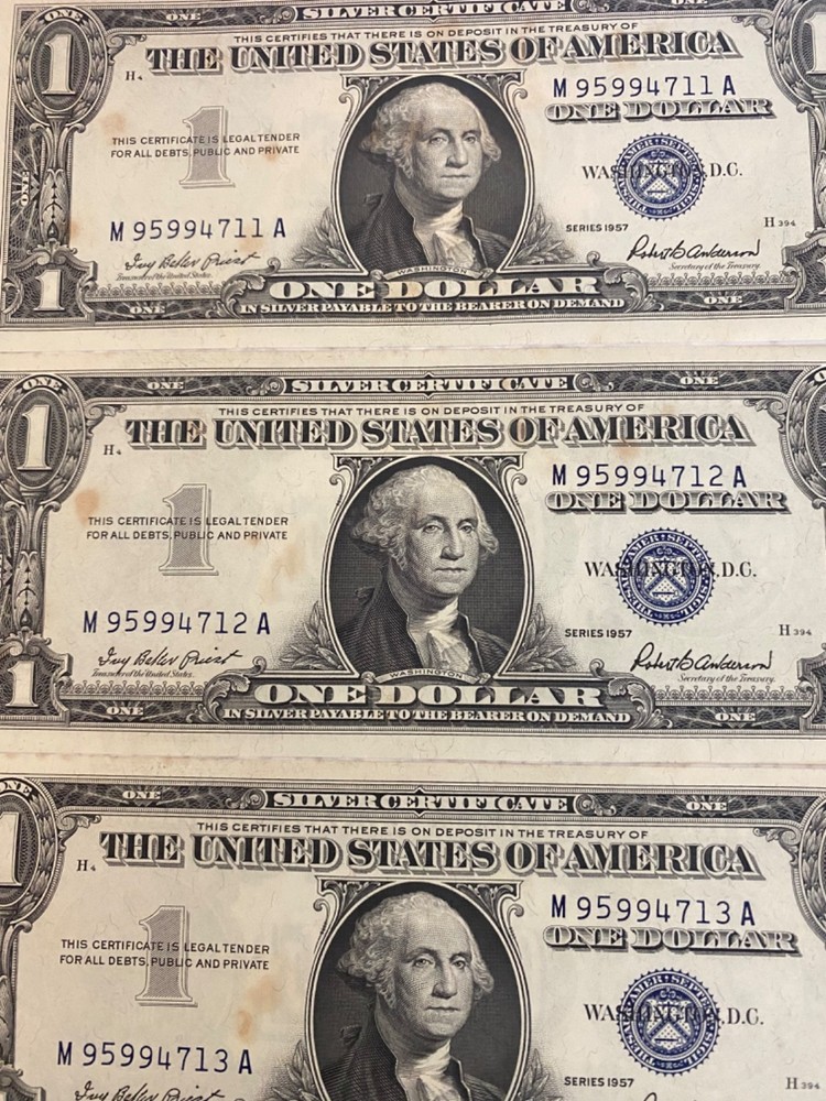 1957 A (6) consecutive numbered certificate notes