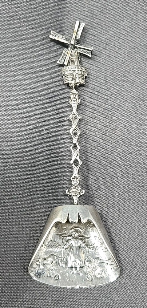 Antique Dutch 833 Silver Figural Windmill Spoon C. 1901