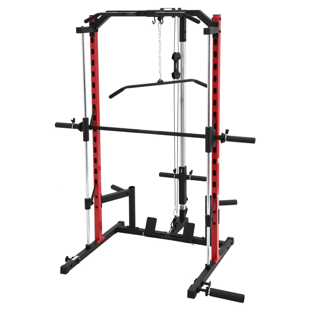 Smith Machine Squat Rack All-in-One Power Rack Cage with LAT-Pull Down System US