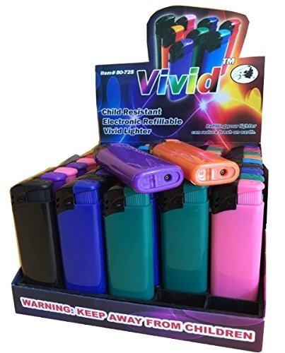 10 Vivid Electronic Refillable Lighters - Colors May Vary